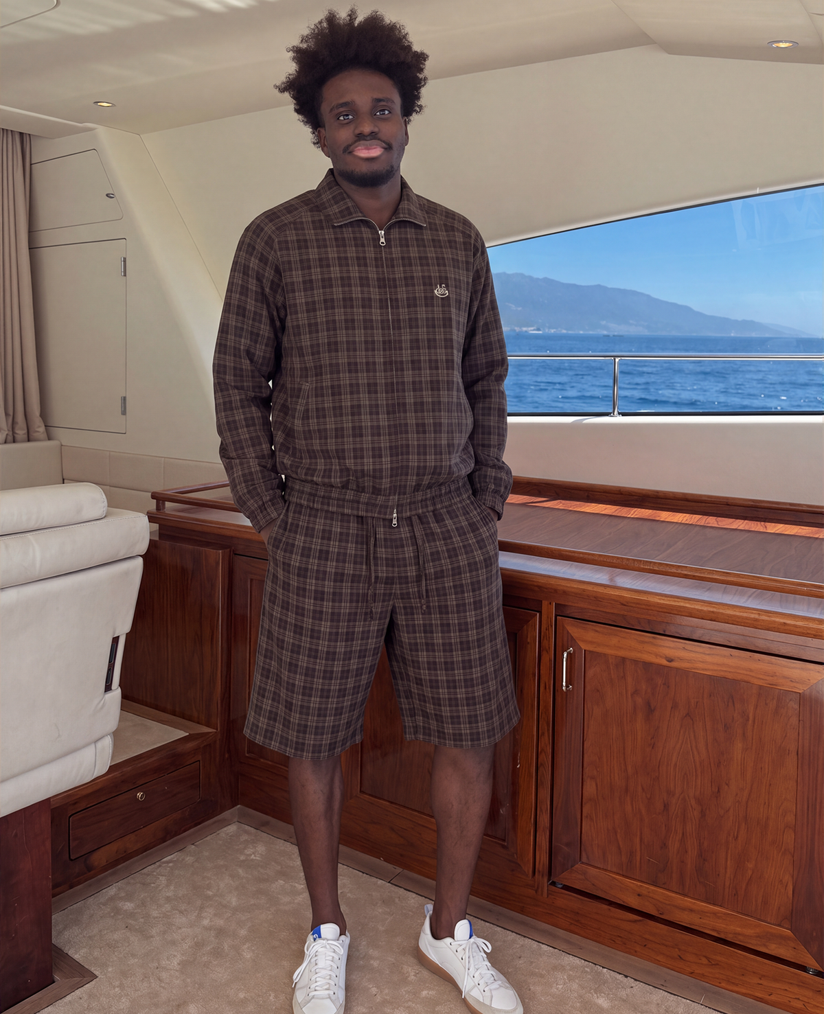 Espresso Plaid Zip-Up