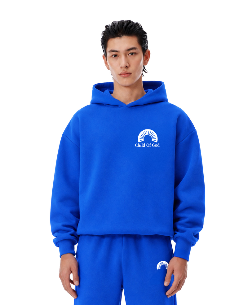 Child Of God Shape Changing Hood Hoodie Blue